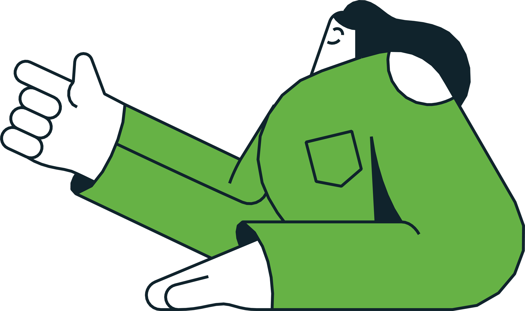 green icon drawing woman pointing left